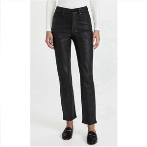 Good American Good Straight Black Straight Leg Coated Jeans